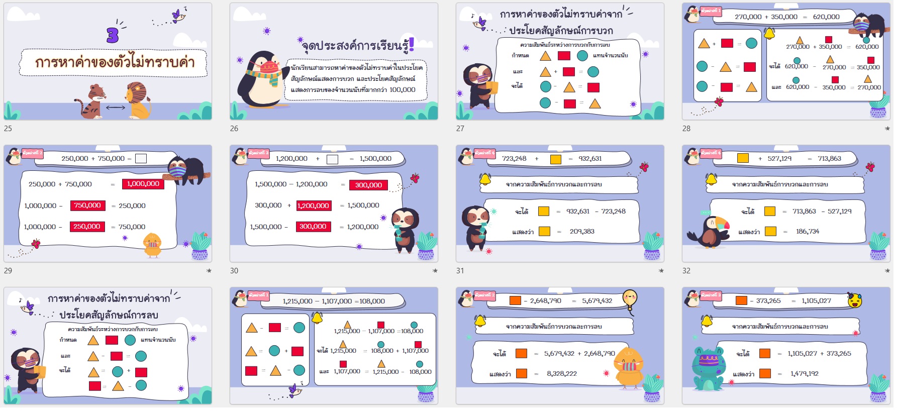 สื่อ powerpoint คณิตศาสตร์ ป.4 หน่วยที่ 2 การบวกและการลบจำนวนนับที่มากกว่า 100,000 - Image 4