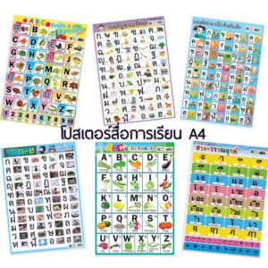 โปสเตอร์สื่อการเรียนพลาสติก A4  สำหรับตกแต่งห้องเรียน